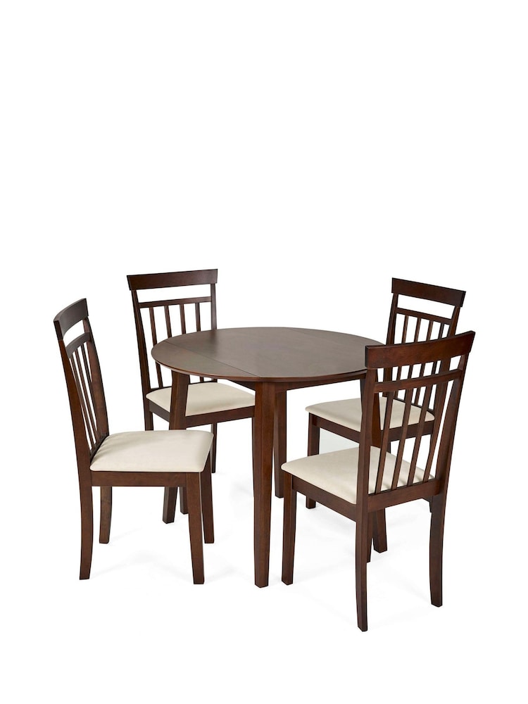 Julian Bowen Walnut Coast Round Extendable Dropleaf Dining Set with 4 Chairs - Image 9 of 9