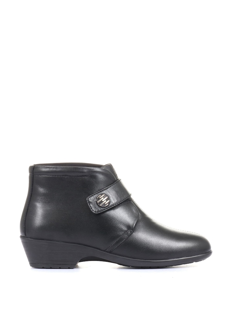 Pavers Black Wide Fit Leather Ladies Ankle Boots - Image 2 of 6