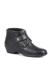 Pavers Black Wide Fit Leather Ladies Ankle Boots - Image 3 of 6