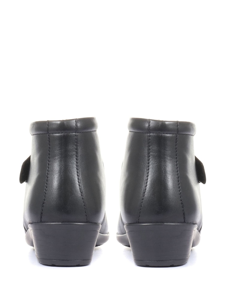 Pavers Black Wide Fit Leather Ladies Ankle Boots - Image 4 of 6
