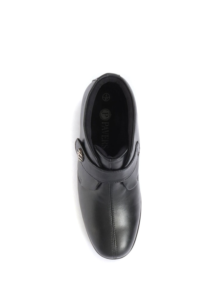 Pavers Black Wide Fit Leather Ladies Ankle Boots - Image 5 of 6