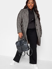 Yours Curve Black Midi Herringbone City Coat - Image 4 of 5