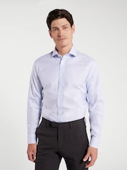 TM Lewin Blue Slim Fit Non-Iron Regular Chalk Stripe Single Cuff Shirt - Image 1 of 7