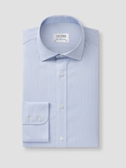 TM Lewin Blue Slim Fit Non-Iron Regular Chalk Stripe Single Cuff Shirt - Image 4 of 7
