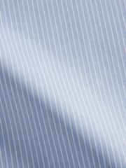 TM Lewin Blue Slim Fit Non-Iron Regular Chalk Stripe Single Cuff Shirt - Image 6 of 7
