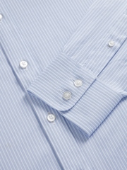 TM Lewin Blue Slim Fit Non-Iron Regular Chalk Stripe Single Cuff Shirt - Image 7 of 7