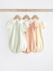 Green/ Lemon / Apricot Lace Collar Baby Bloomer Rompers 3 Pack - Image 2 of 7