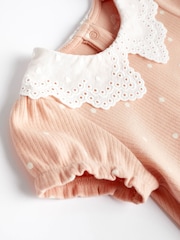 Green/ Lemon / Apricot Lace Collar Baby Bloomer Rompers 3 Pack - Image 5 of 7