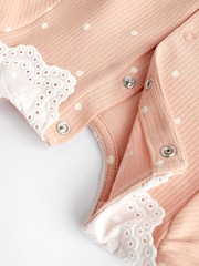 Green/ Lemon / Apricot Lace Collar Baby Bloomer Rompers 3 Pack - Image 7 of 7