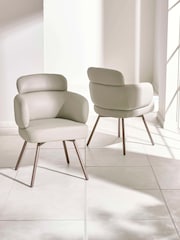 Julian Bowen Matt Cream Taupe Element Dining Set with 6 Callisto Swivel Chairs - Image 6 of 10