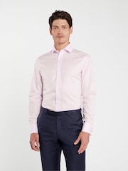 TM Lewin Pink Slim Fit Non-Iron Regular Plain Twill Double Cuff Shirt - Image 1 of 7