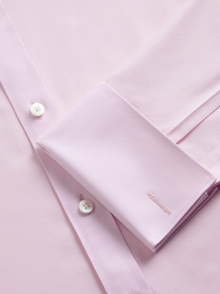 TM Lewin Pink Slim Fit Non-Iron Regular Plain Twill Double Cuff Shirt - Image 7 of 7 TM Lewin Pink Slim Fit Non-Iron Regular Plain Twill Double Cuff Shirt - Image 7 of 7