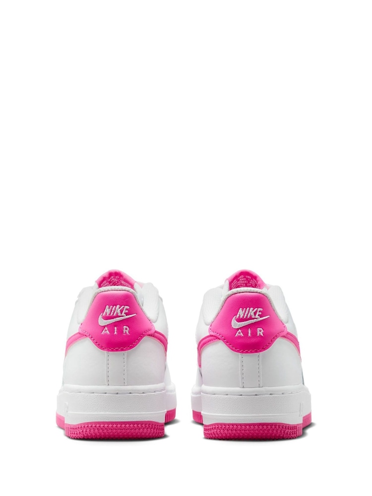 Nike White/Pink Youth Air Force 1 Trainers - Image 2 of 9