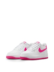 Nike White/Pink Youth Air Force 1 Trainers - Image 3 of 9