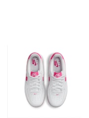 Nike White/Pink Youth Air Force 1 Trainers - Image 7 of 9