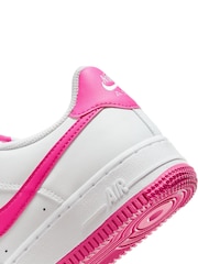 Nike White/Pink Youth Air Force 1 Trainers - Image 8 of 9