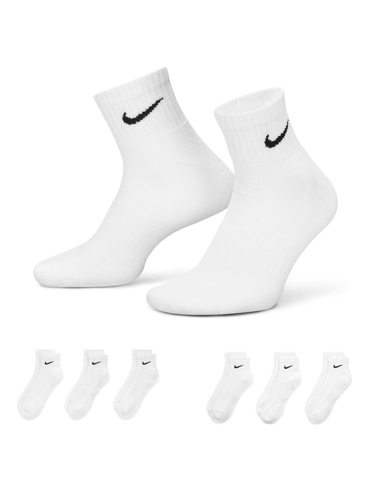 Nike White Ankle Everyday Cushioned Socks 6 Pack - Image 1 of 4