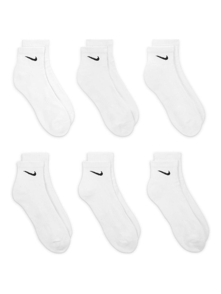 Nike White Ankle Everyday Cushioned Socks 6 Pack - Image 3 of 4