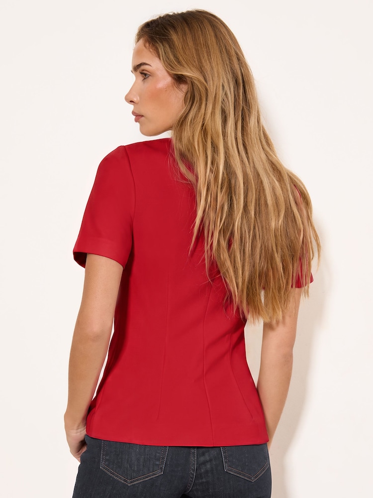 Lipsy Red Short Sleeve Button Through Top - Image 4 of 4