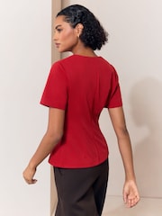 Lipsy Red Short Sleeve Button Through Top - Image 5 of 5