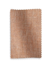 Orange Woven Geometric Eyelet Lined Curtains - Image 5 of 5