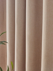 Tan Brown Herringbone Weave Lined Eyelet Curtains - Image 4 of 8