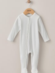 Mamas & Papas White Basics Zip All-In-One - Imagen 1 de 3