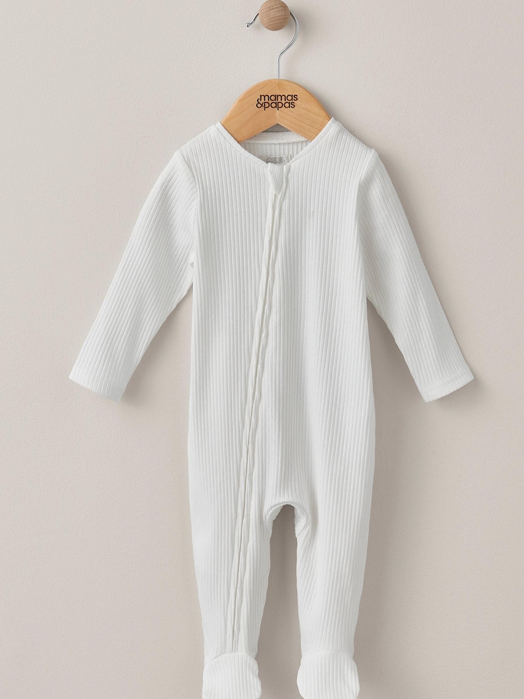 Mamas & Papas White Basics Zip All-In-One - Imagen 1 de 3
