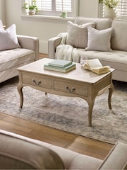 Julian Bowen Limed Oak Camille French Style 2 Drawer Coffee Table - Image 3 of 9