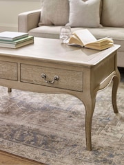 Julian Bowen Limed Oak Camille French Style 2 Drawer Coffee Table - Image 8 of 9
