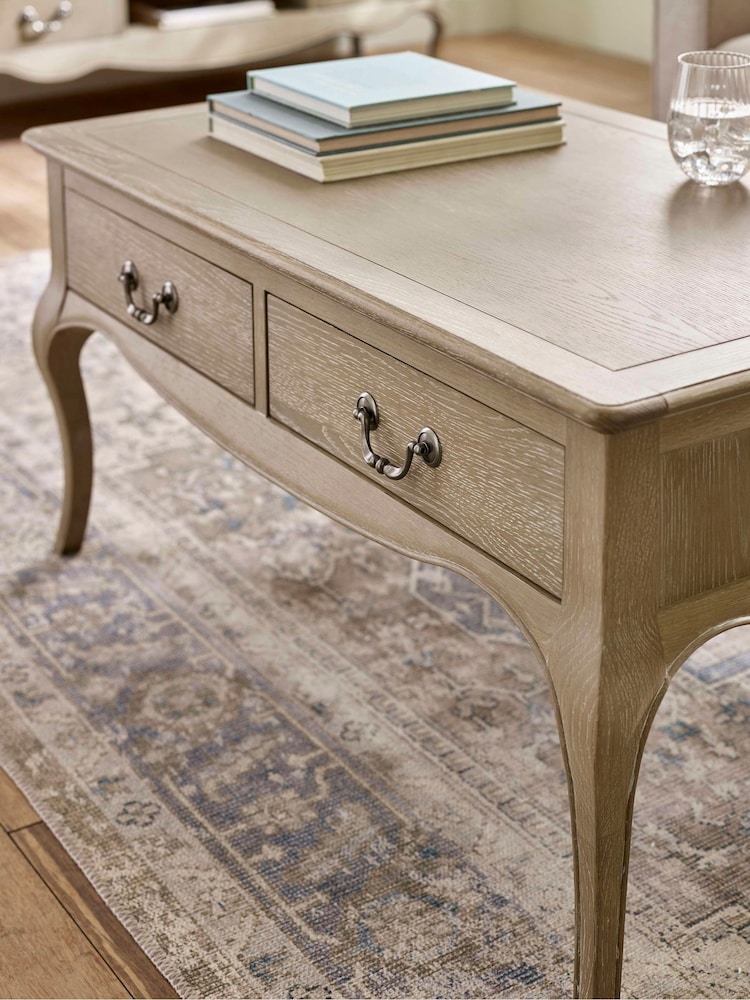 Julian Bowen Limed Oak Camille French Style 2 Drawer Coffee Table - Image 9 of 9 Julian Bowen Limed Oak Camille French Style 2 Drawer Coffee Table - Image 9 of 9