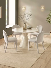 Julian Bowen Cream Marble Verona Round Dining Set with 4 Holly Chairs - Image 1 of 11