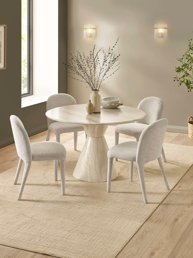 Julian Bowen Cream Marble Verona Round Dining Set with 4 Holly Chairs - Image 1 of 11