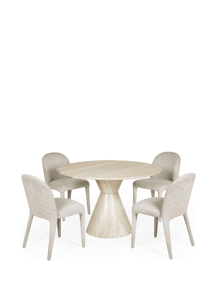 Julian Bowen Cream Marble Verona Round Dining Set with 4 Holly Chairs - Image 2 of 11