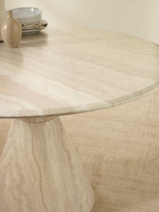 Julian Bowen Cream Marble Verona Round Dining Set with 4 Holly Chairs - Image 5 of 11