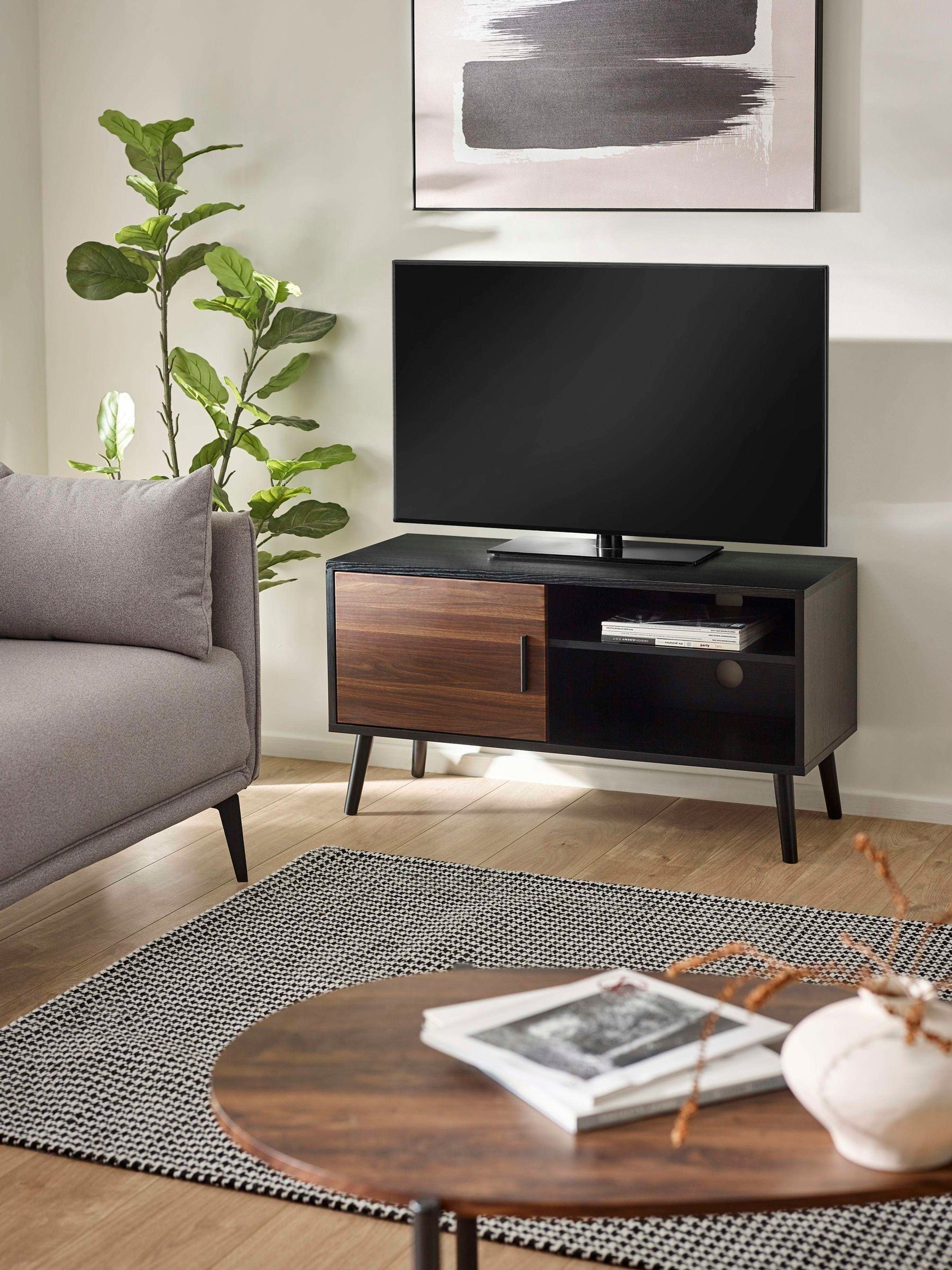 Julian Bowen Unisex Walnut Black Trent Small Tv Stand Up To 43'' - Image 3