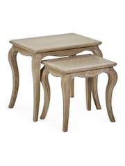 Julian Bowen Limed Oak Camille French Style Nest of 2 Tables - Image 2 of 8