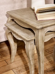 Julian Bowen Limed Oak Camille French Style Nest of 2 Tables - Image 8 of 8