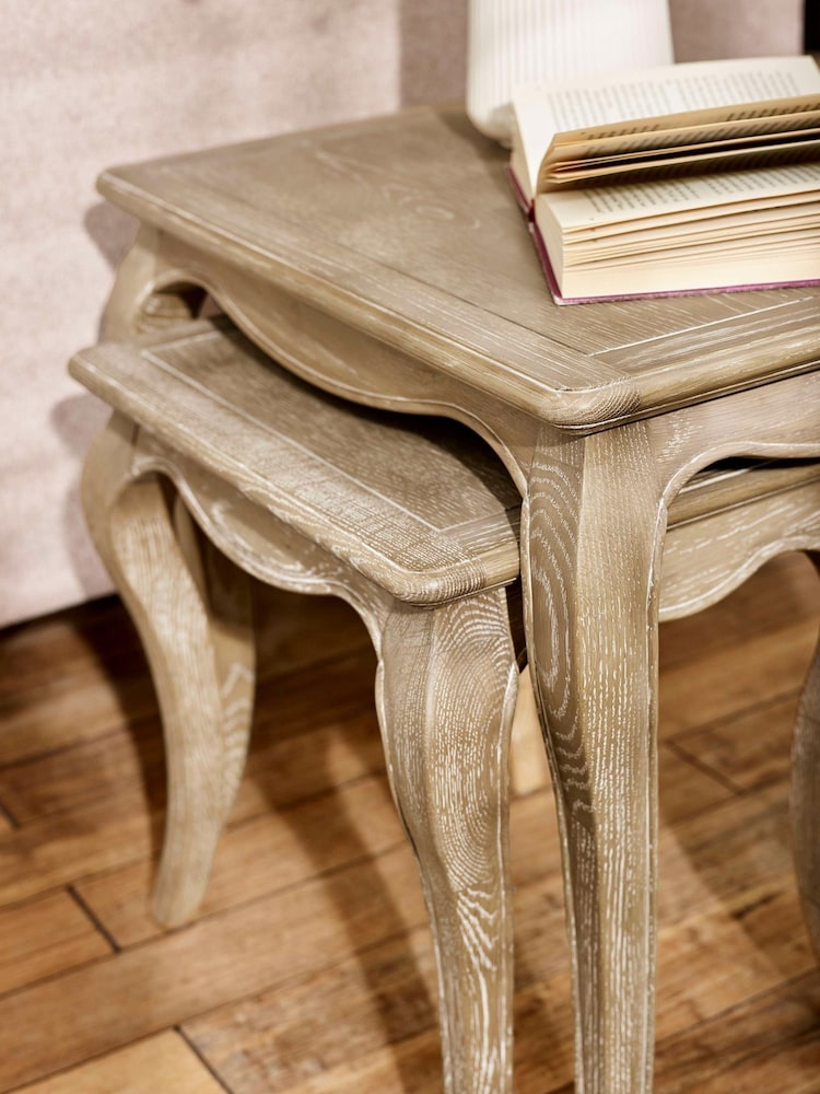 Julian Bowen Limed Oak Camille French Style Nest of 2 Tables - Image 8 of 8 Julian Bowen Limed Oak Camille French Style Nest of 2 Tables - Image 8 of 8