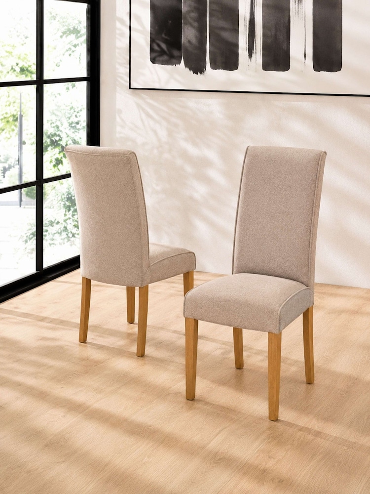 Julian Bowen Set of 2 Cream Valencia Upholstered Dining Chairs - Image 2 of 11 Julian Bowen Set of 2 Cream Valencia Upholstered Dining Chairs - Image 2 of 11