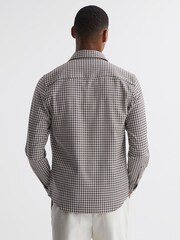 Reiss Chocolate Multi Tremont Brushed Checked Overshirt - Image 5 of 5