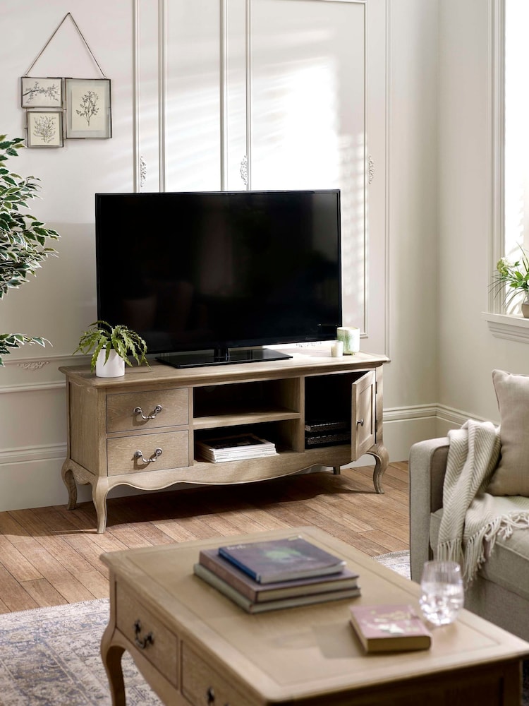 Julian Bowen Limed Oak Camille French Style TV Unit up to 62 Inch - Image 2 of 9 Julian Bowen Limed Oak Camille French Style TV Unit up to 62 Inch - Image 2 of 9