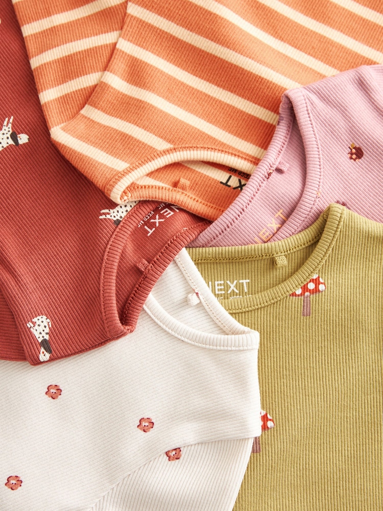 Dusky Orange Ribbed Long Sleeve Tops 5 Pack (3mths-7yrs) - Image 9 of 9 Dusky Orange Ribbed Long Sleeve Tops 5 Pack (3mths-7yrs) - Image 9 of 9