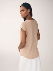 Blue/Brown/Neutral Cap Sleeve 100% Cotton T-Shirts 3 Pack - Image 4 of 6