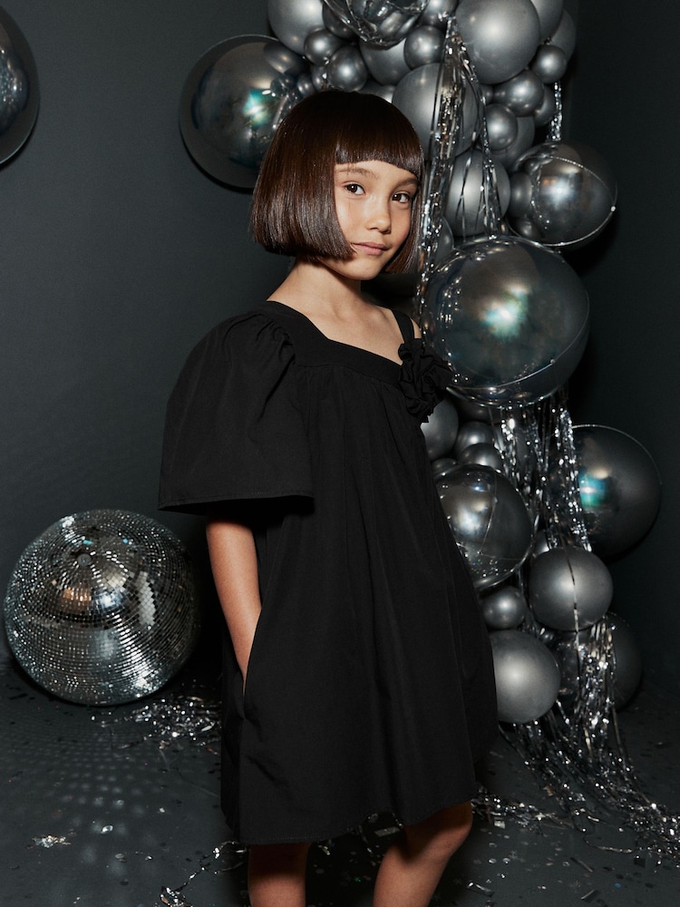 Black One Shoulder Corsage Party Dress (3-16yrs) - Image 2 of 7