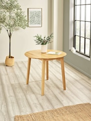 Julian Bowen Natural Oak Coast 90cm Round Dropleaf Dining Table - Image 1 of 12