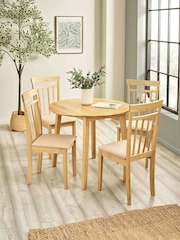 Julian Bowen Natural Oak Coast 90cm Round Dropleaf Dining Table - Image 10 of 12
