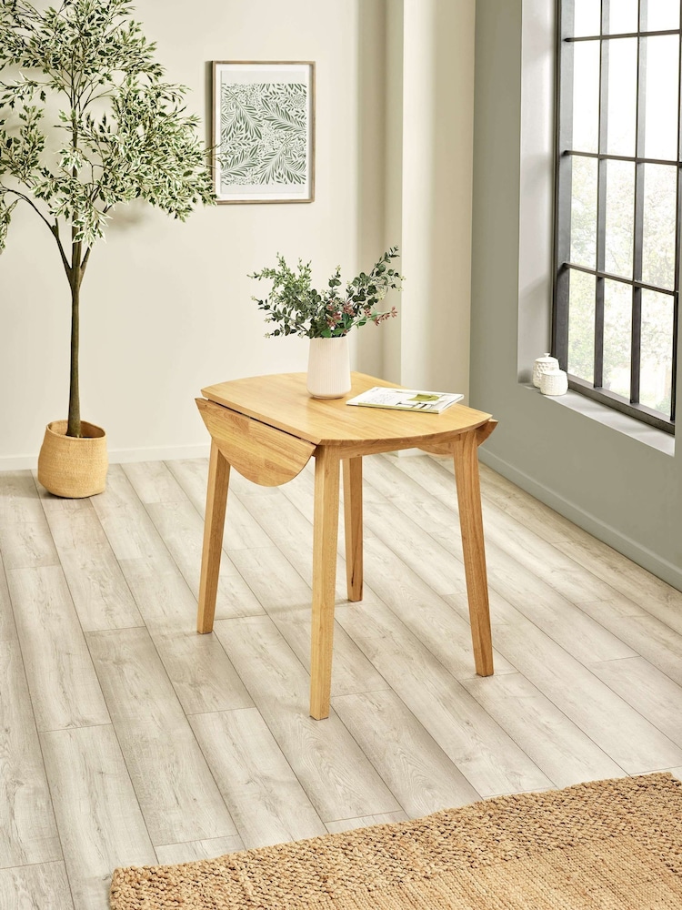 Julian Bowen Natural Oak Coast 90cm Round Dropleaf Dining Table - Image 2 of 12 Julian Bowen Natural Oak Coast 90cm Round Dropleaf Dining Table - Image 2 of 12