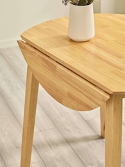 Julian Bowen Natural Oak Coast 90cm Round Dropleaf Dining Table - Image 5 of 12