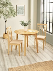Julian Bowen Natural Oak Coast 90cm Round Dropleaf Dining Table - Image 9 of 12